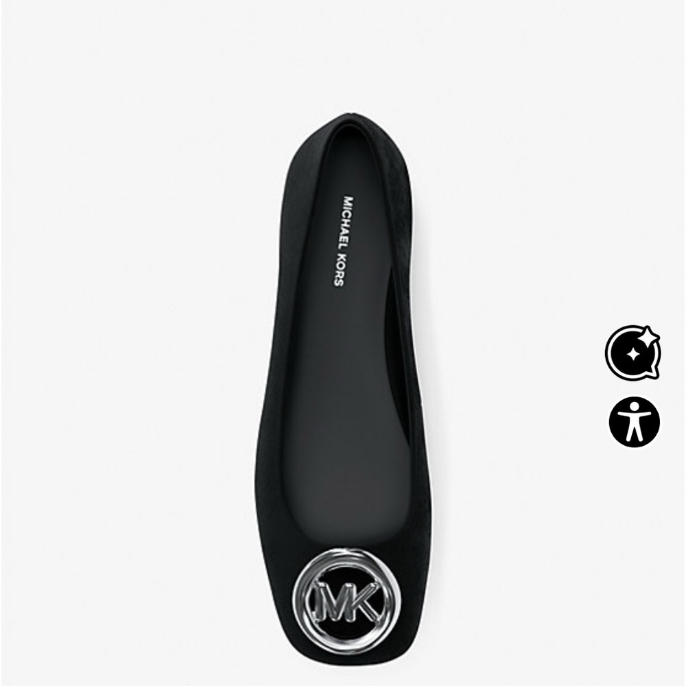 Michael Kors Black Ballet Flats with Silver Emblem